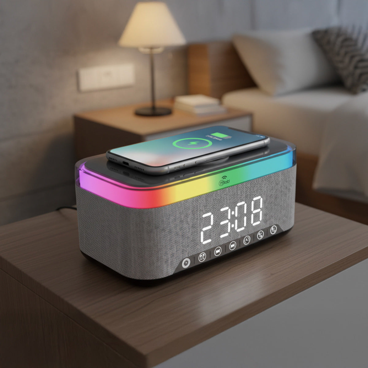 Radio Despertador Ambient Light Alarma Y Sonido Mlab 9673 Gris – imagen 4
