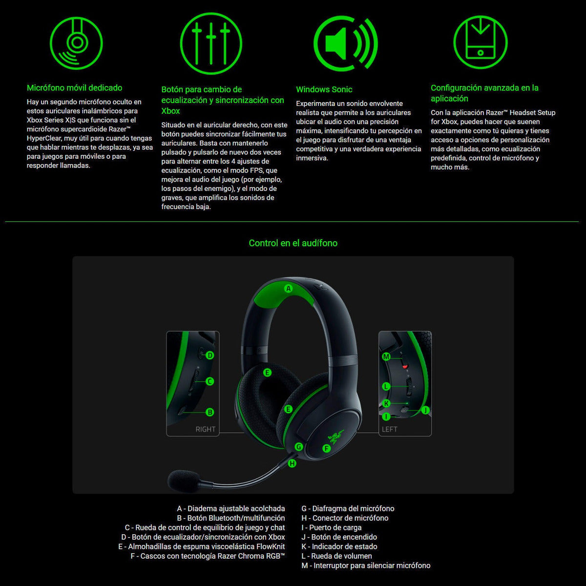 Audifonos Gamer Razer Kaira Pro Inalambrico Para Xbox Serie X S Negro – imagen 2