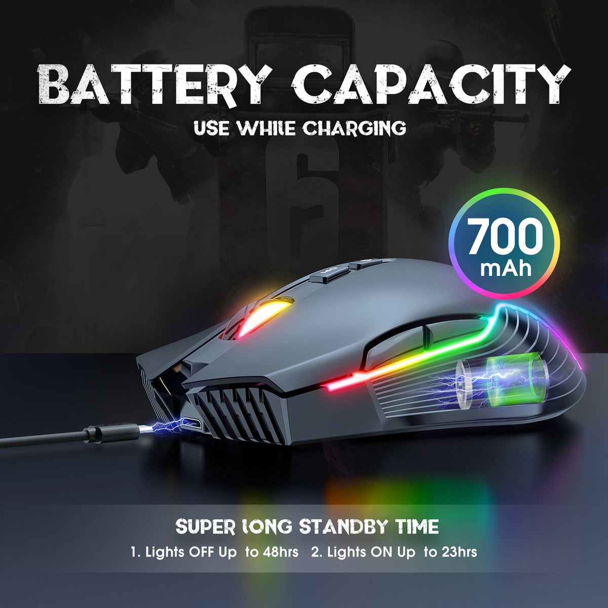 Mouse Gamer Onikuma Cw905 Inalámbrico Rgb Negro – imagen 4