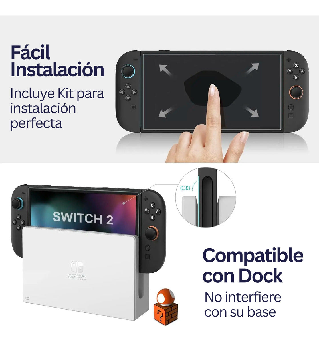 Lamina de Vidrio Templado Nintendo Switch 2 – imagen 3