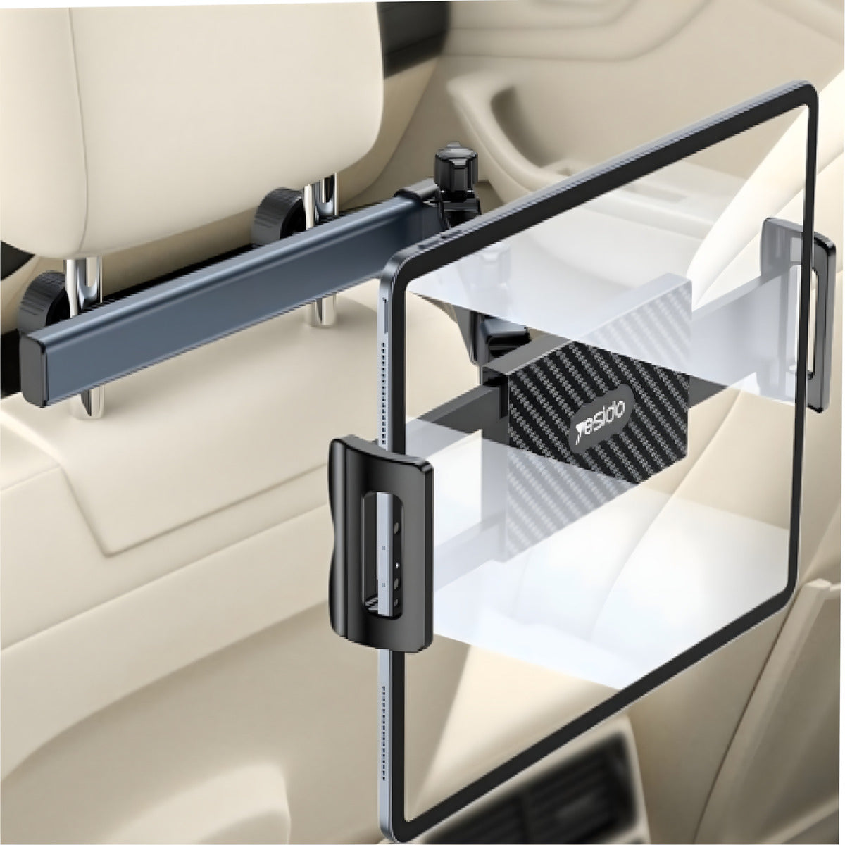 Soporte Respaldo Asiento Para Tablet Yesido C294 Con Brazos Plegables Negro – imagen 2