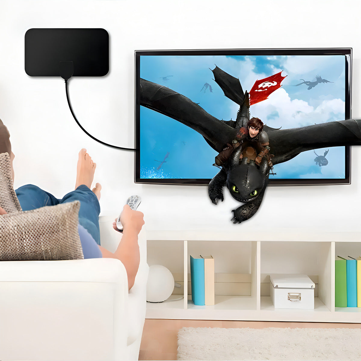 Antena TV Digital TVD HDTV Plana Tecnolab TL628 Negro – imagen 2