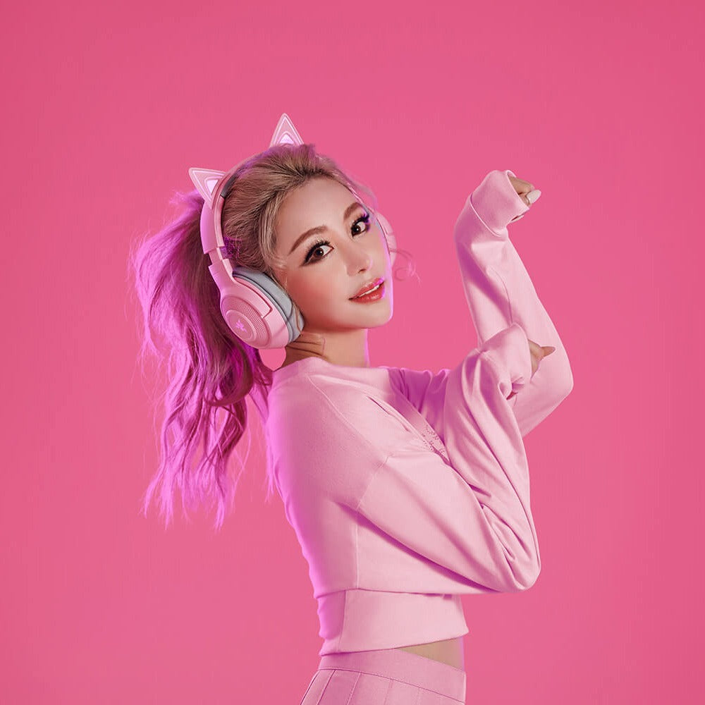 Audifonos Gamer Razer Bluetooth Kraken Kitty Edition Rgb Rosado – imagen 5