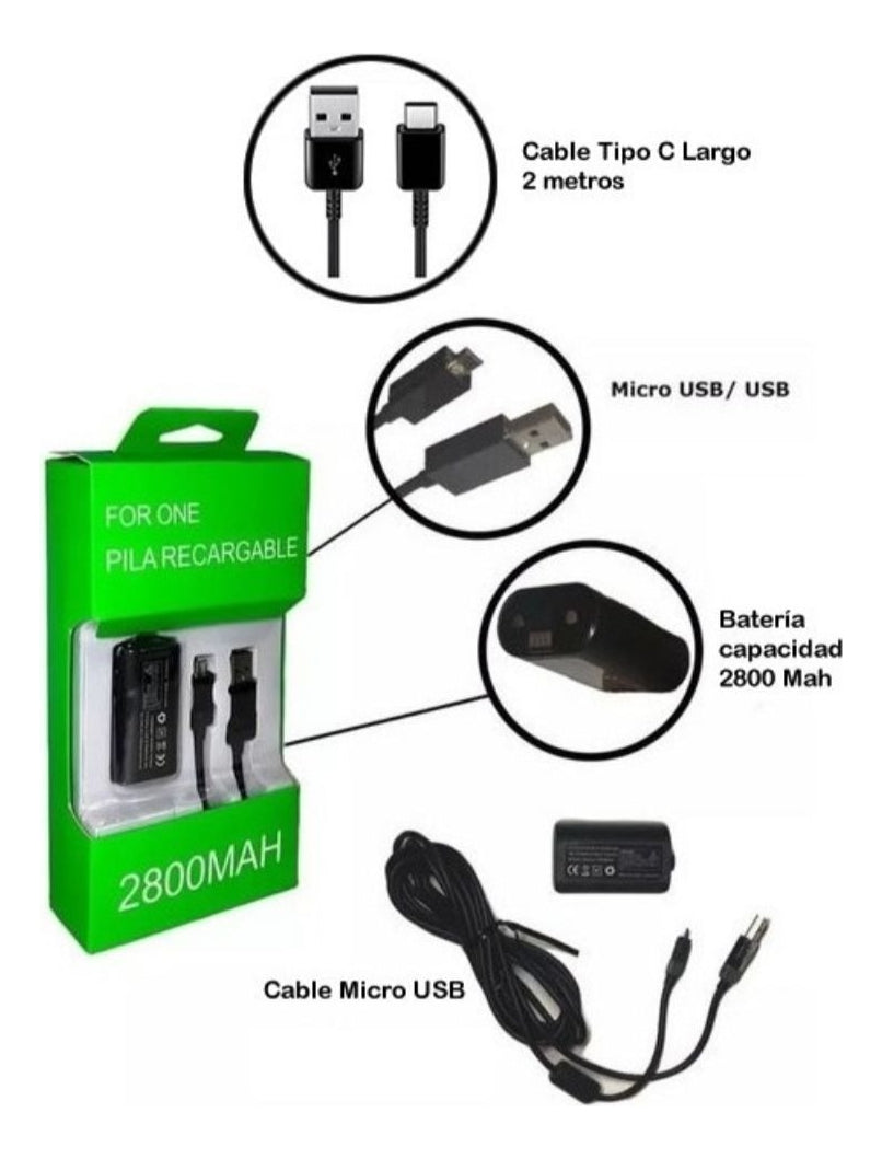 Kit Bateria Recargable Para Xbox One Series S/X 2800 Mah Negro – imagen 3