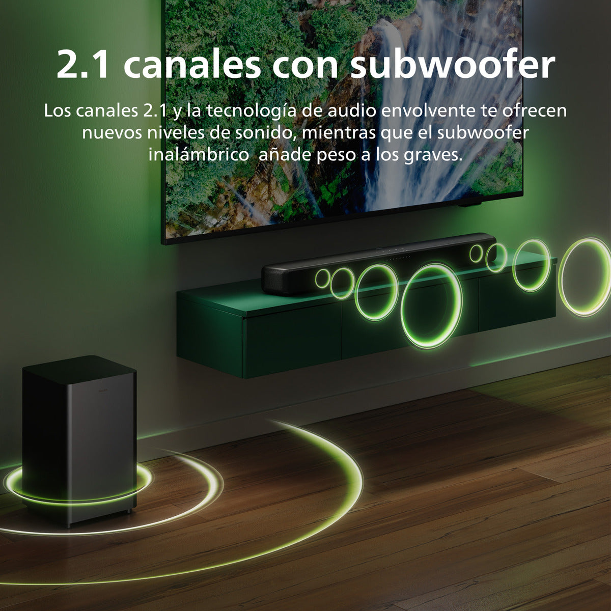 Home Theater Soundbar Subwoofer Bluetooth Philips Tab5309 120w Gris – imagen 2