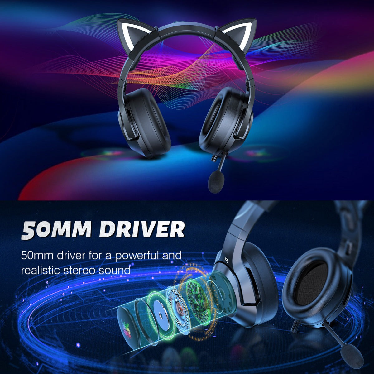 Audfonos Gamer Onikuma k9 Rgb Orejas 3.5mm Pc Ps4 Ps5 Switch Xbox – imagen 3