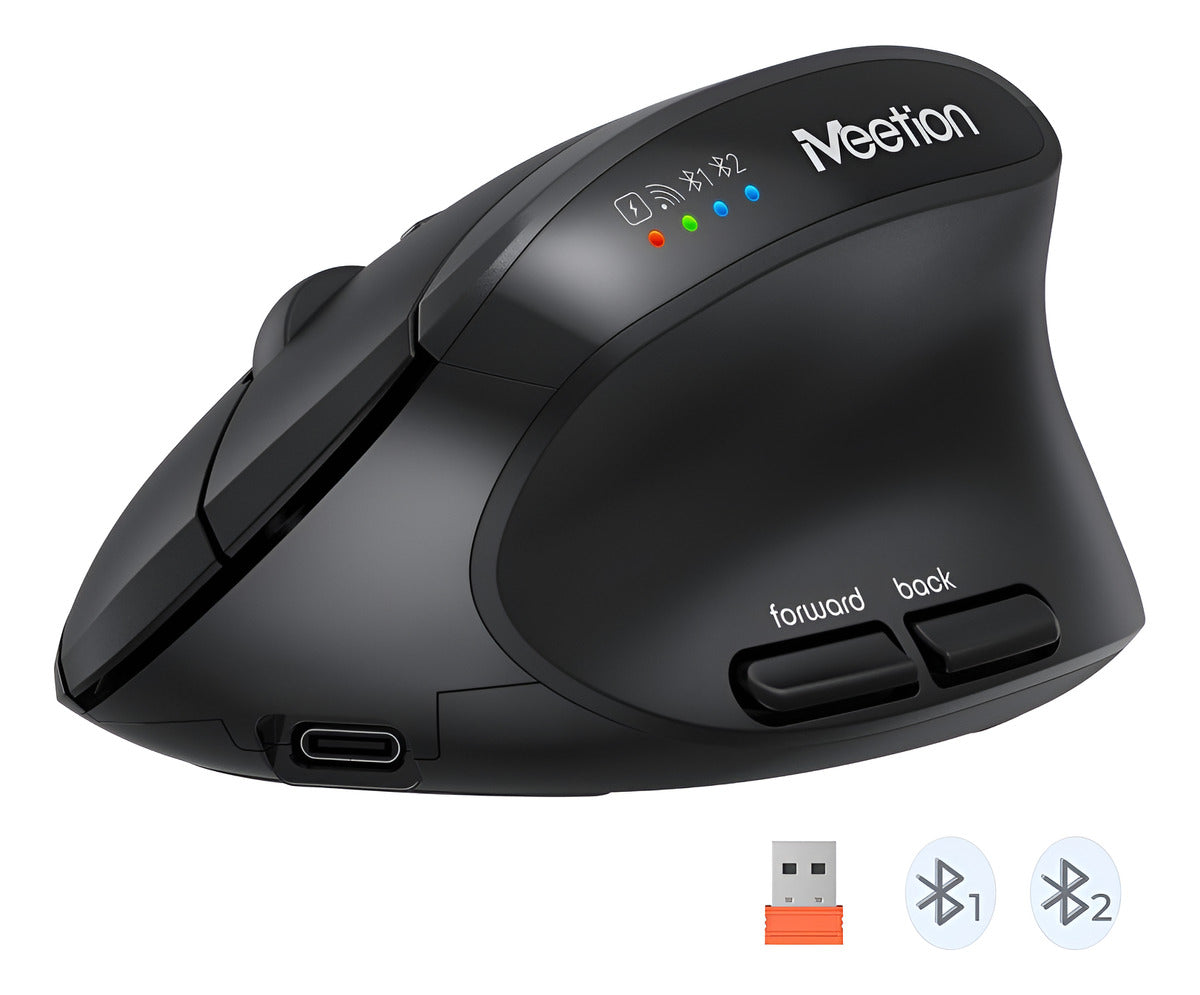 Mouse Vertical Dual Wireless Bluetooth Meetion Btm008 Negro – imagen 2