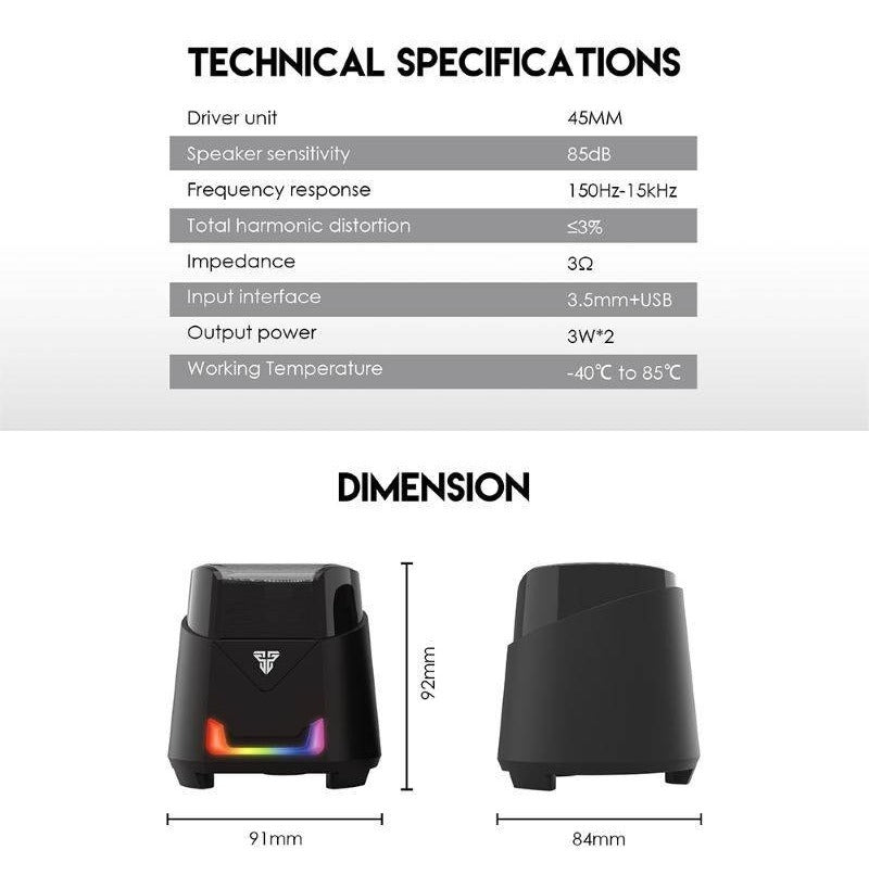 Parlantes Gamer Fantech Hellscream Gs205 Rgb Negro – imagen 3