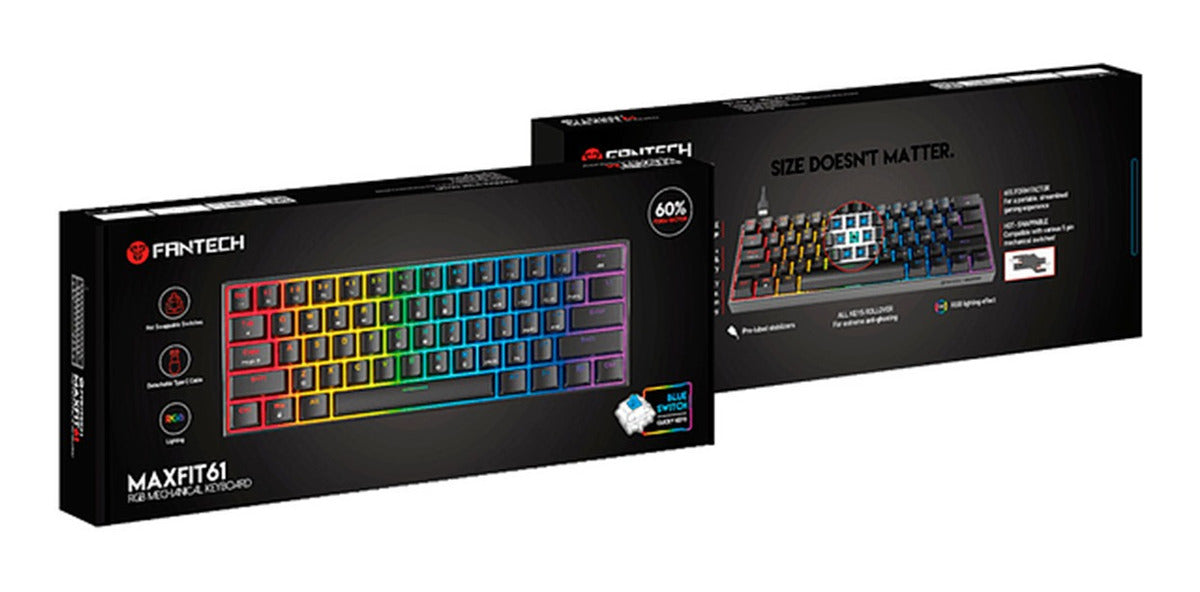 Teclado Gamer Mecanico Fantech Maxfit Mk857 60% Rgb Red Negro – imagen 2