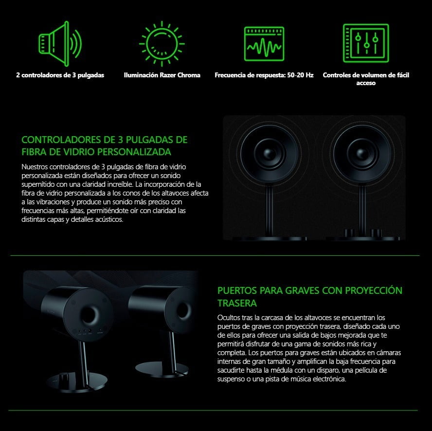 Parlante Gamer Razer Nommo Chroma 2.0 Rgb Negro – imagen 2