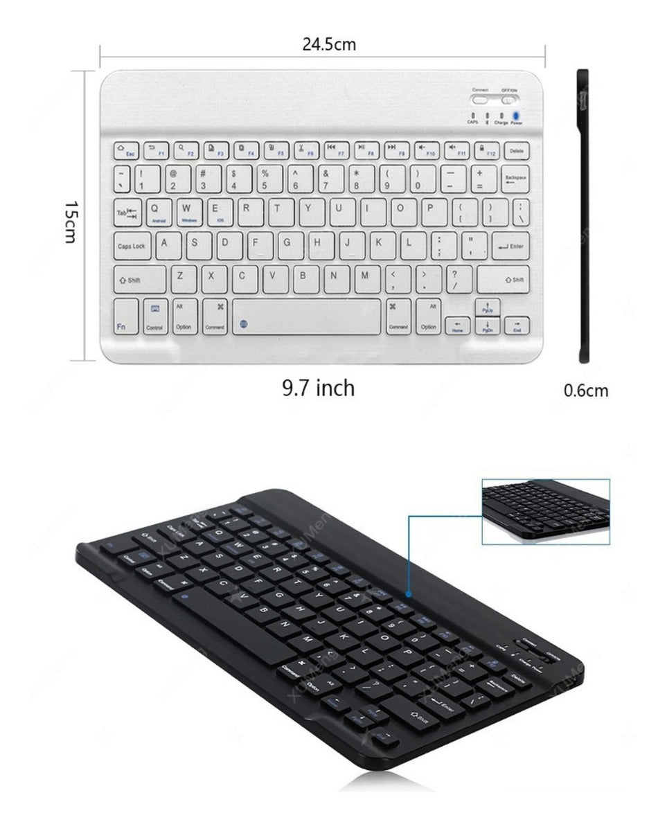 Teclado Bluetooth Recargable 10 Pulgadas Español Blanco – imagen 2