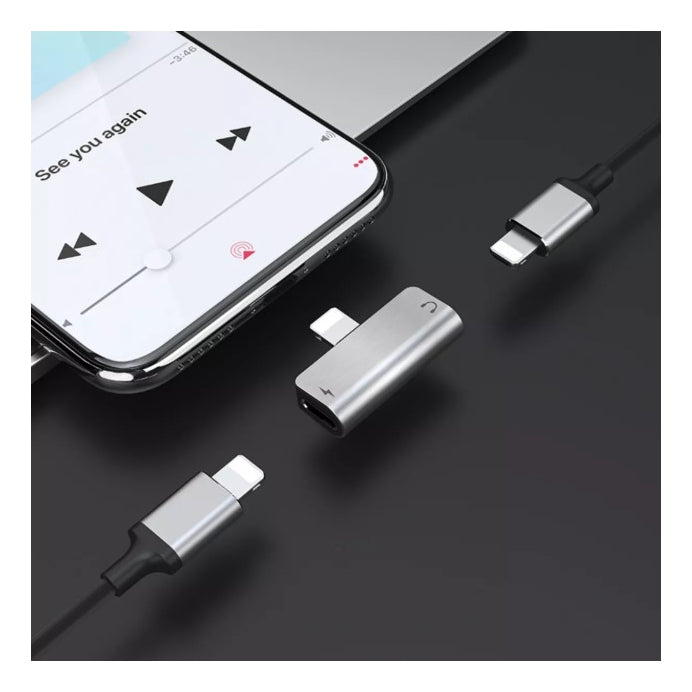 Adaptador Dual 2 en 1 Hoco Ls24 Para Lightning Gris – imagen 5