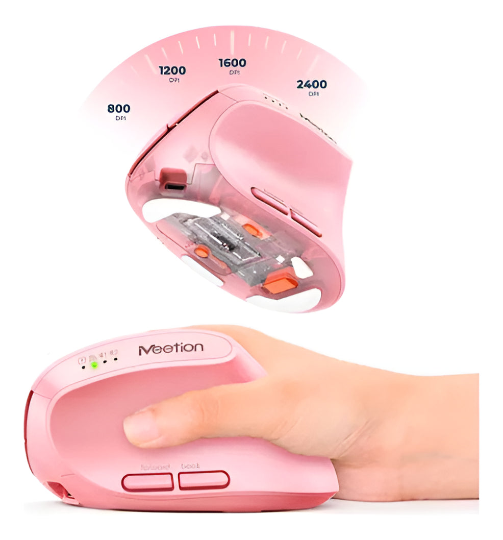 Mouse Vertical Dual Wireless Bluetooth Meetion Btm008 Rosa – imagen 2