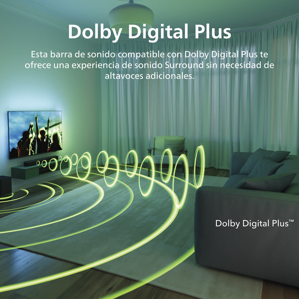 Home Theater Soundbar Subwoofer Bluetooth Philips Tab5309 120w Gris – imagen 4