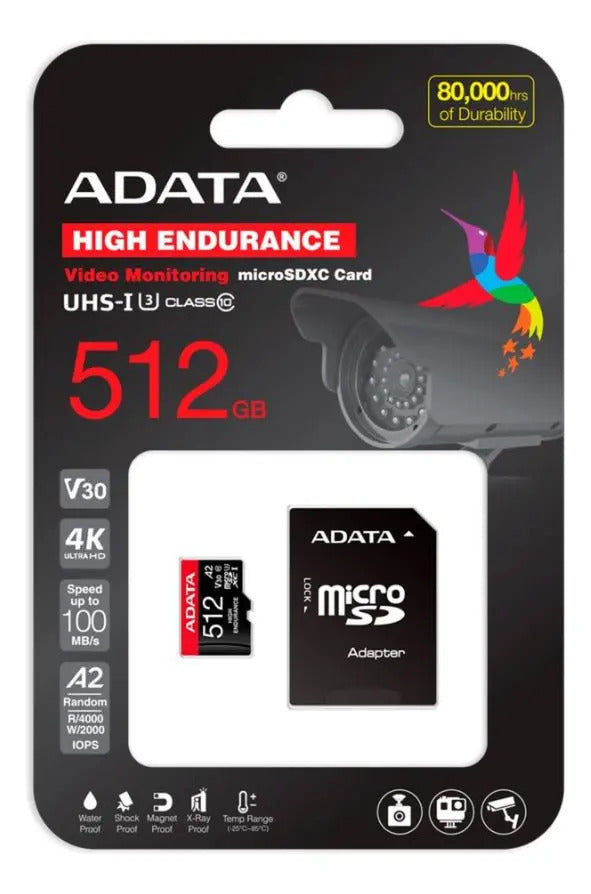 Micro Sd Adata 512 Gb Alta Resistencia Negro – imagen 2