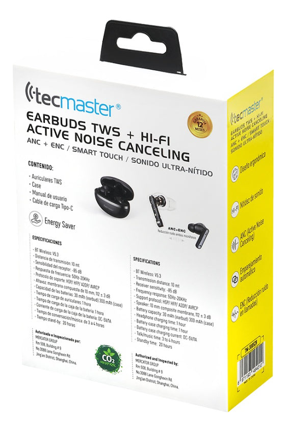 Audifonos Bluetooth Tecmaster Tm-300528 Anc Hifi Negro – imagen 2
