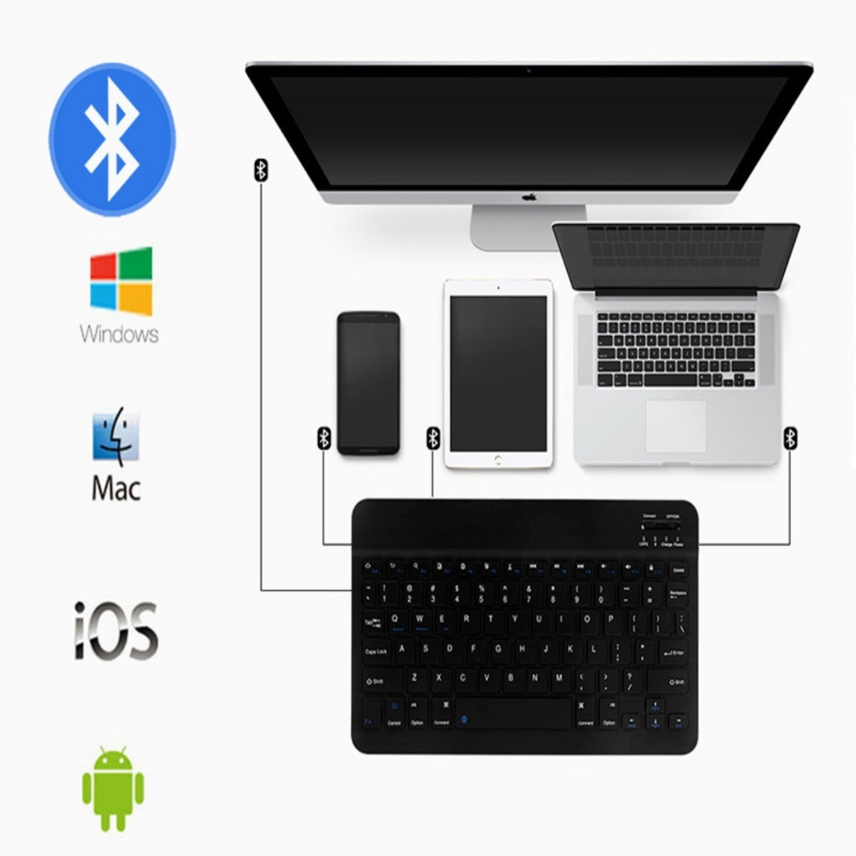 Teclado Bluetooth Recargable 10 Pulgadas Español Negro – imagen 2
