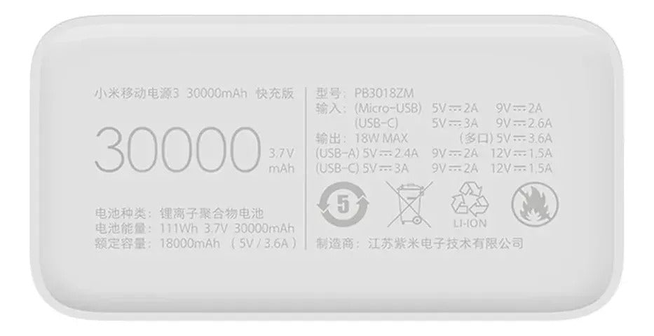 Powerbank Carga Rapida Para Xiaomi 30000 Mah Blanco – imagen 3