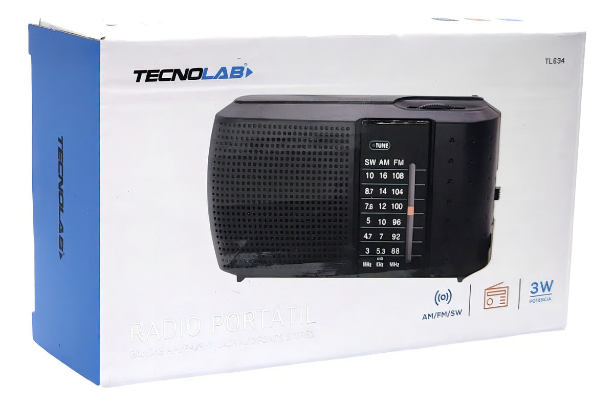 Radio Portátil de Bolsillo AM/FM/SW Tecnolab TL634 Negro – imagen 2