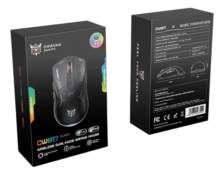 Mouse Gamer Inalambrico Recargable Onikuma Cw917 Rgb 4800dpi Negro – imagen 3