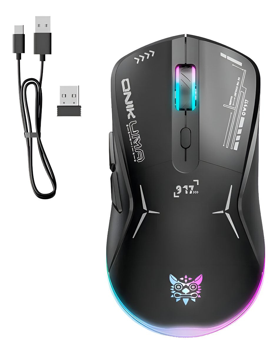 Mouse Gamer Inalambrico Recargable Onikuma Cw917 Rgb 4800dpi Negro – imagen 2