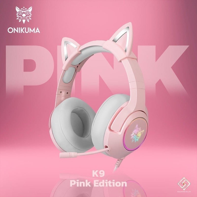 Audfonos Gamer Onikuma k9 Usb 7.1 Rgb Orejas De Gato Pc Rosado – imagen 4