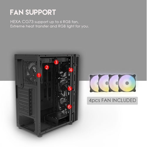 Gabinete Gamer Fantech Rgb Hexa Cg73 Negro – imagen 2