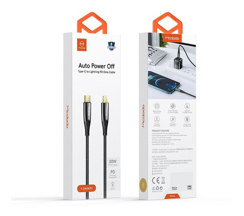 Cable Tipo C A Lightning 36W 1.2 Metros McDodo Negro – imagen 2