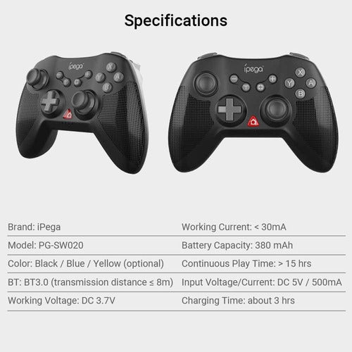 Control Joystick Bluetooth Ipega Pg-Sw020 Pc Ps3 Switch Negro – imagen 3