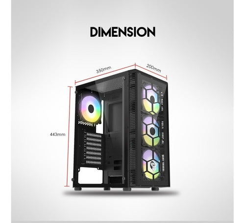 Gabinete Gamer Fantech Rgb Hexa Cg73 Negro – imagen 3
