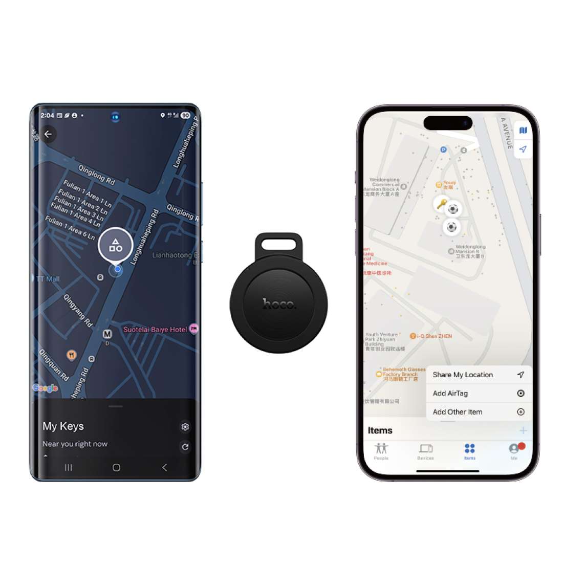 Dispositivo Inteligente Anti Pérdida Dual Hoco E101 Gps Negro – imagen 2