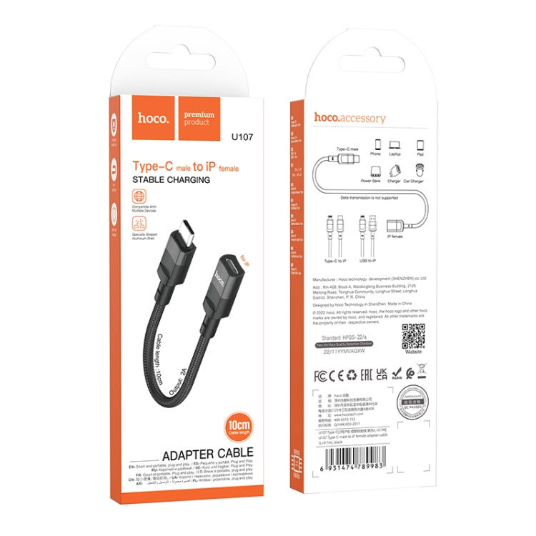 Cable Adaptador Tipo C Para Lightning Hoco U107 Negro – imagen 2