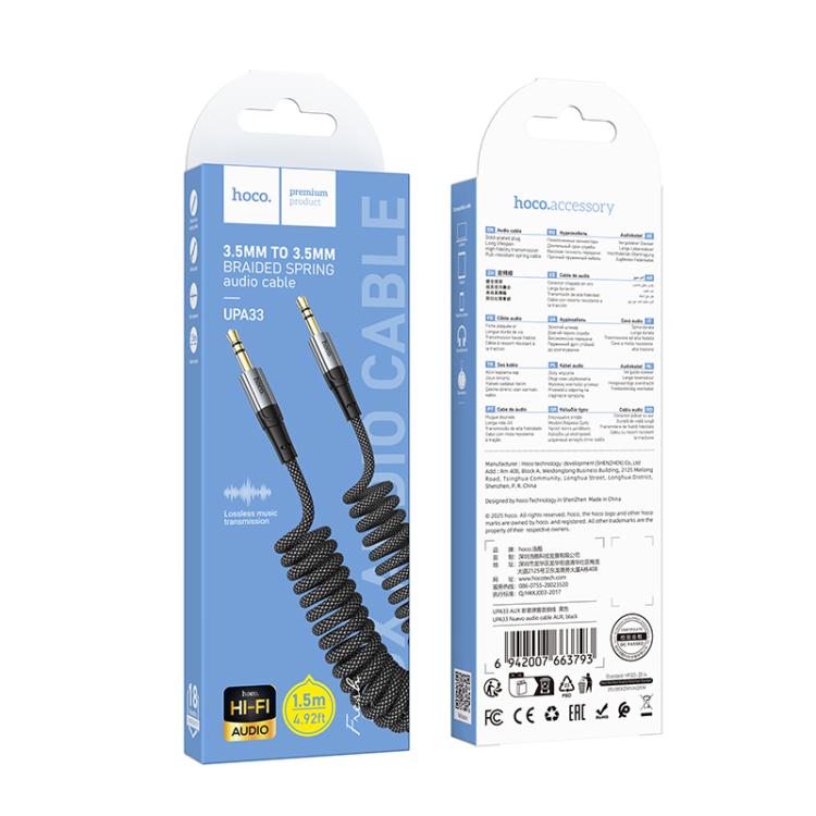 Cable Auxiliar 3.5 a 3.5 Hoco Upa33 Cordel 1m Negro – imagen 3