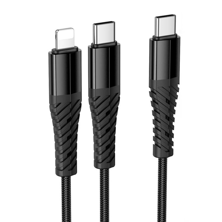 Cable Tipo C a Tipo C Para Lightning 2 En 1 Hoco X123 Negro – imagen 2