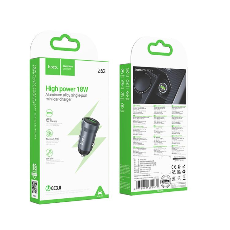Cargador de Auto Hoco Z62 18w Puerto Usb Negro – imagen 3