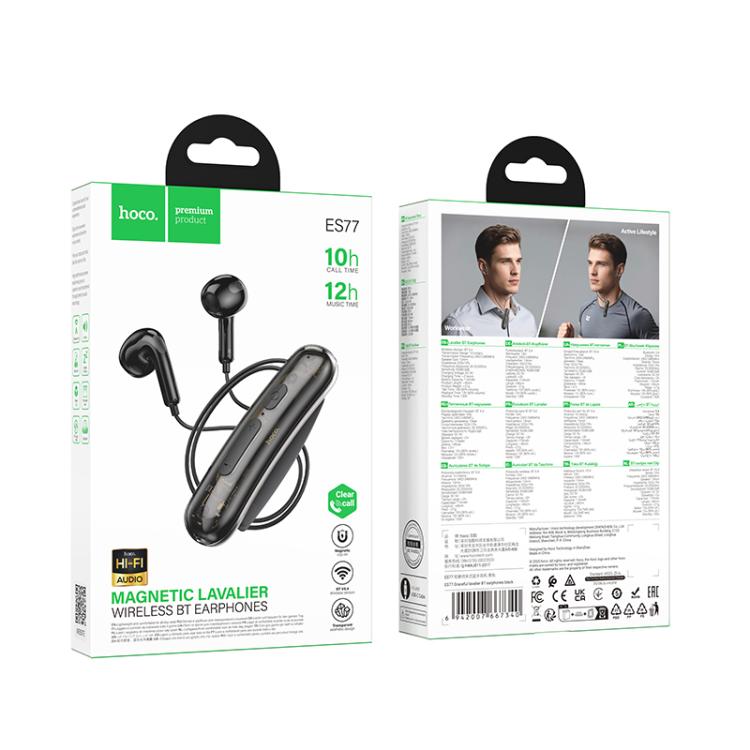Audífonos Bluetooth 5.4 Hoco ES77 con Broche de Sujeción 12 Horas Negro - vista 3