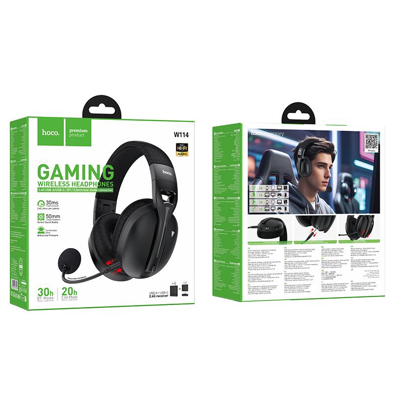 Audifonos Inalambricos Gamer Hoco W114 Usb Negro – imagen 4