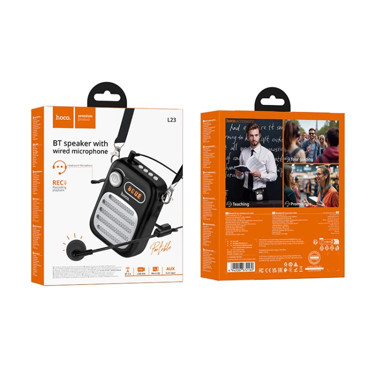 Parlante Bluetooth Hoco L23 Lemony Microfono y Cable Negro – imagen 3