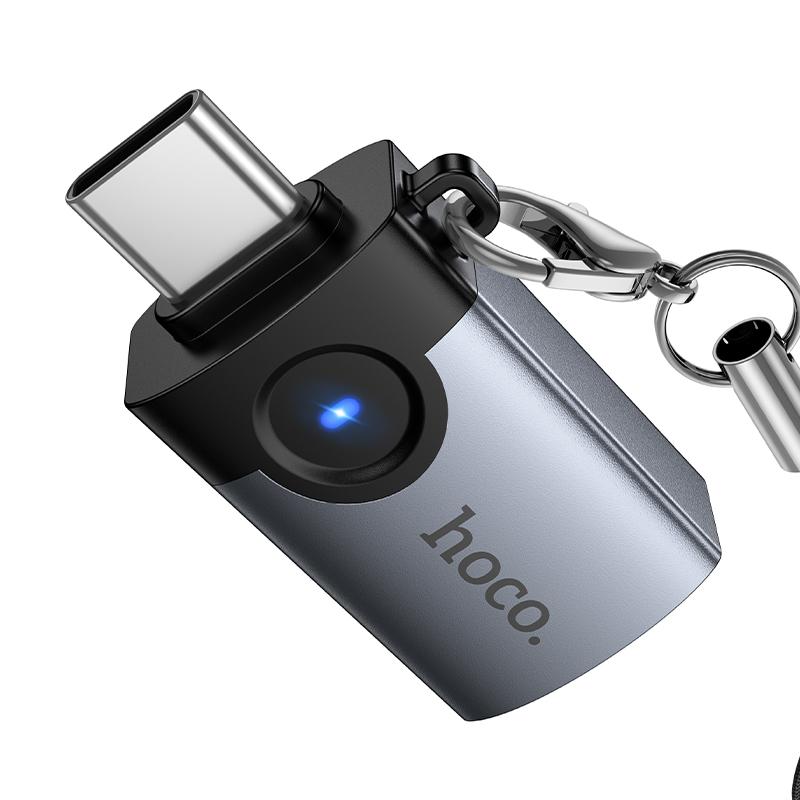 Adaptador Otg Mini Usb a Tipo C Hoco Ua46c Gris – imagen 3