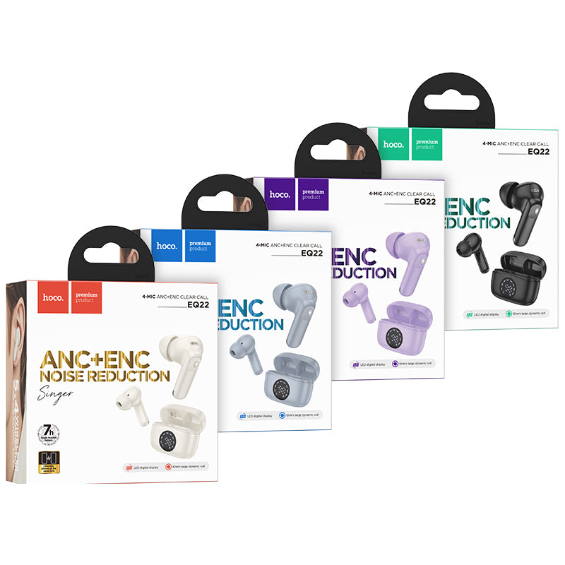 Audífonos In Ear Bluetooth Hoco Tws Eq22 Singer Anc Enc Morado – imagen 2