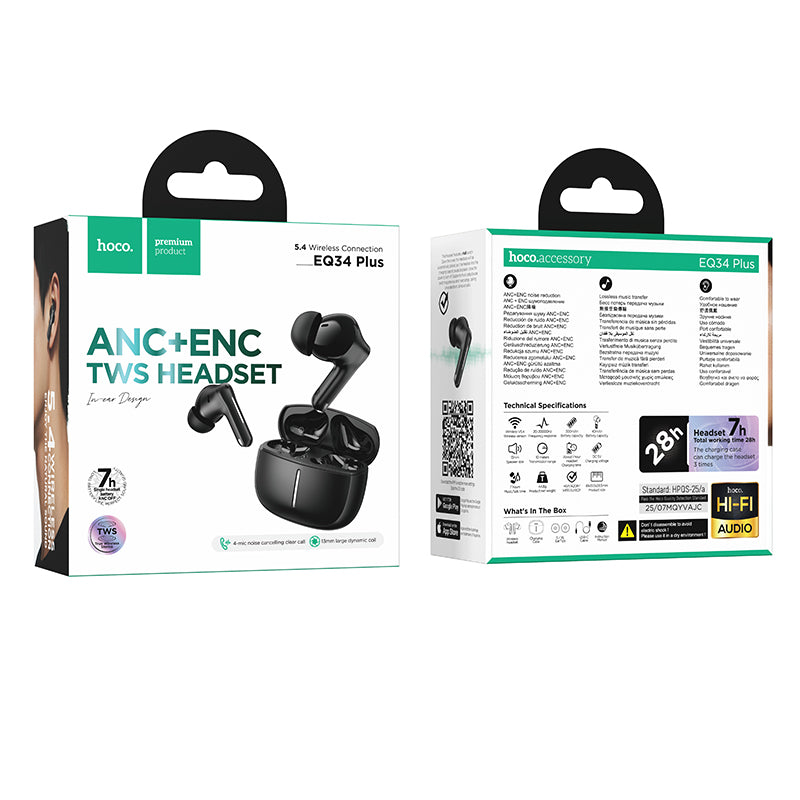Audífonos Bluetooth In Ear Hoco Eq34 Plus Tws Anc + Enc Negro – imagen 3
