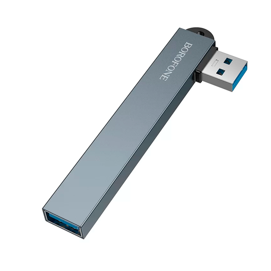 Adaptador Hub Borofone Fh1 4 En 1 Usb 4 Usb Gris