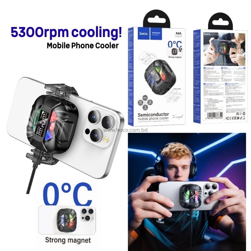 Soporte Enfriador Para Smartphone Rgb Hoco Ga5 Negro – imagen 2
