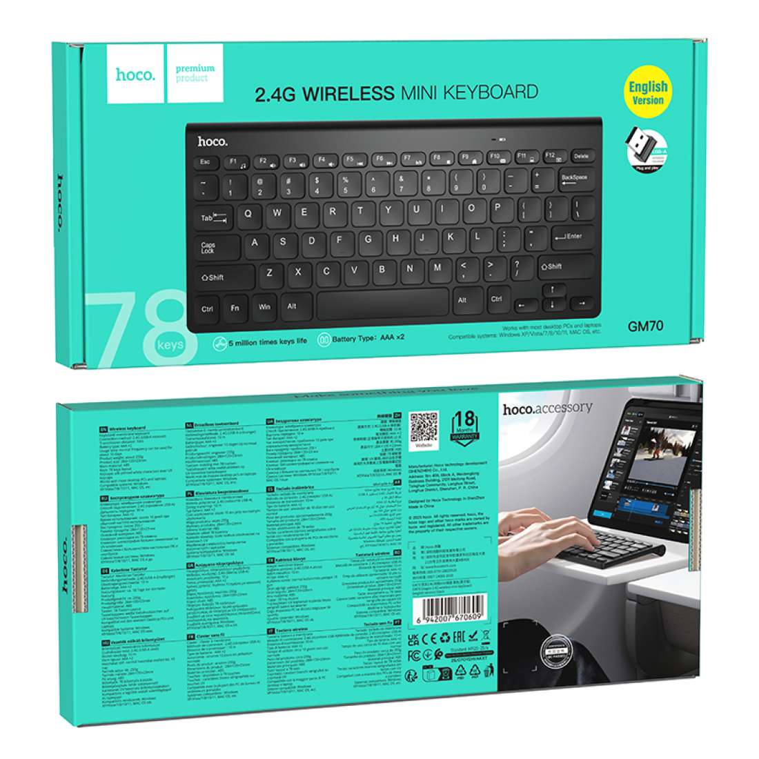 Teclado Inalambrico Wireless Hoco Gm70 Ingles Negro – imagen 4