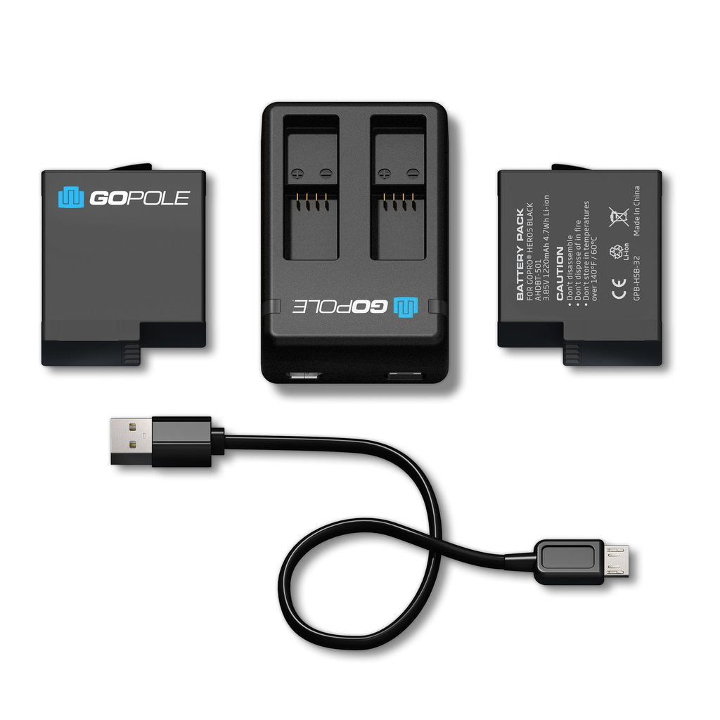 Cargador de batería dual + 2 baterías Gopro Hero 5 6 7 Black – imagen 2