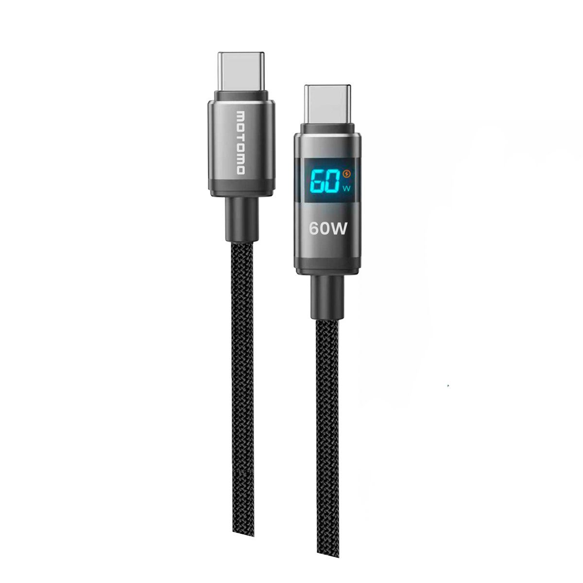 Cable Tipo C a Tipo C 60w Motomo Trenzado 1 Metro Gris