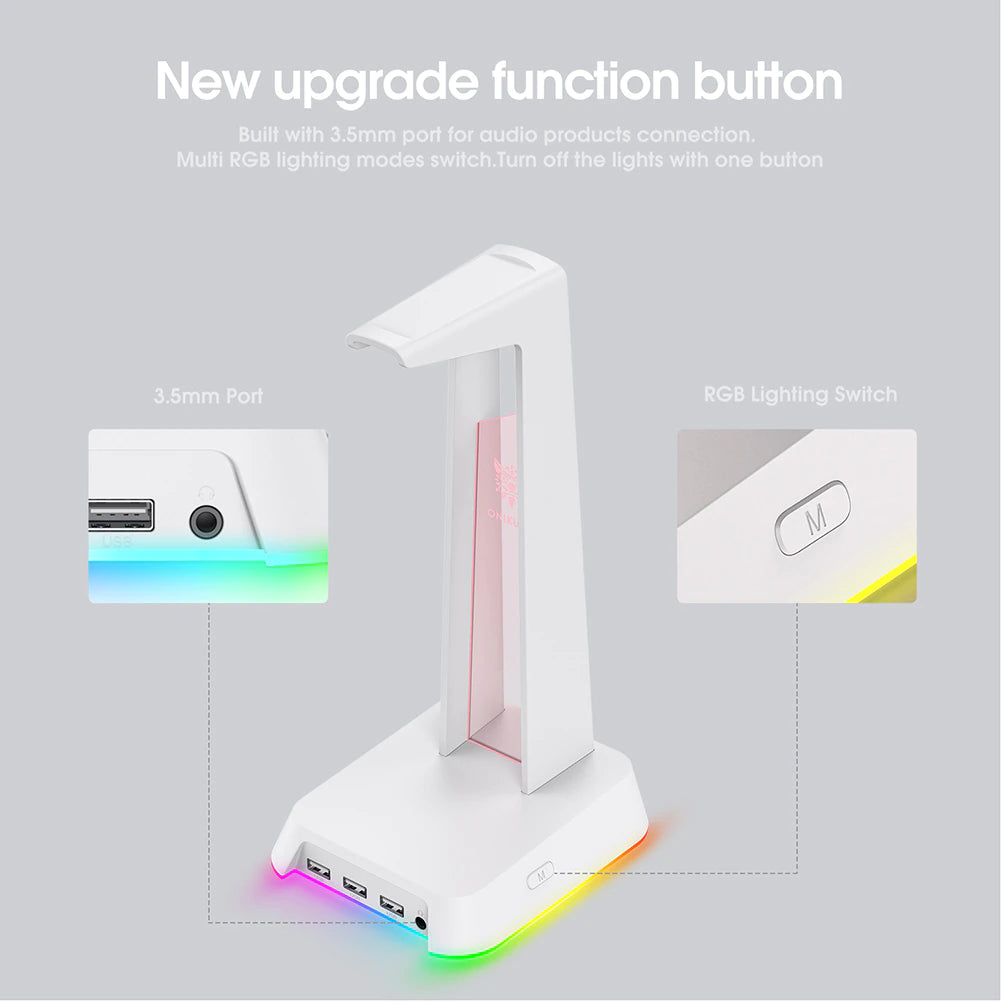 Soporte Stand Audifonos Gamer Onikuma St2 Rgb Usb Blanco – imagen 2