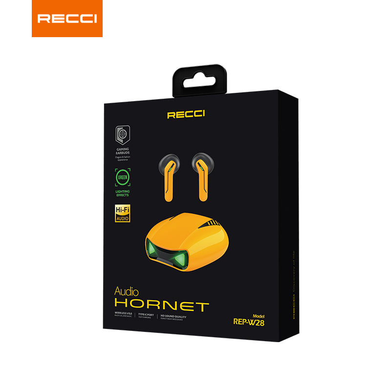 Audifonos Gamer Bluetooth Recci Rep-w28 Hornet Hi-fi Led Amarillo – imagen 6