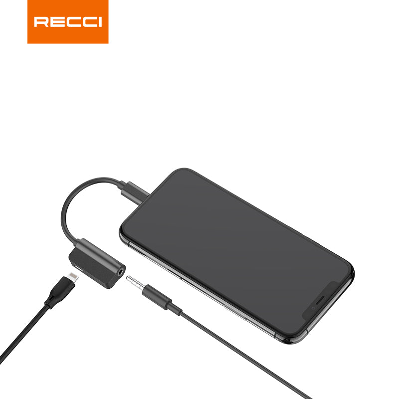 Adaptador Recci Lightning a 3.5mm + Tipo C Llamadas Negro – imagen 2