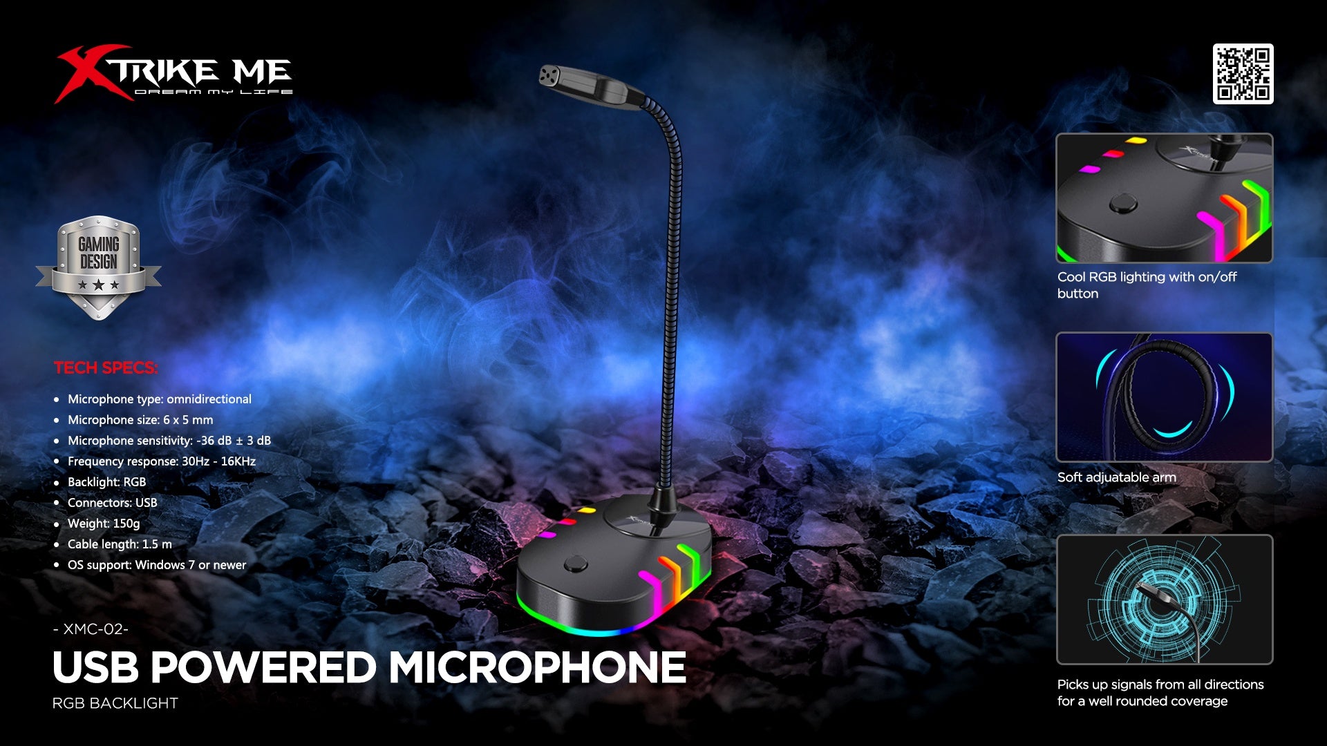Microfono Gamer Strike Me Xmc-02 Rgb Negro – imagen 2